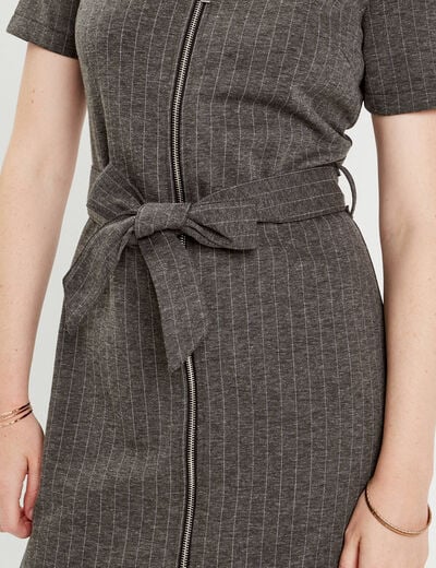 Robe droite zippée gris foncé femme