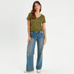 T-shirt manches courtes vert olive femme