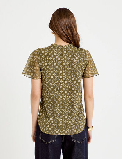 Blouse droite longue manches courtes vert femme