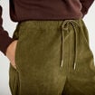 Pantalon bootcut taille standard velours vert kaki femme