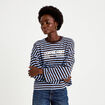 T-shirt col rond manches longues marron femme