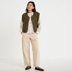 Gilet sans manches effet polaire vert kaki femme