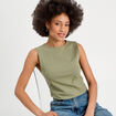 Débardeur cropped vert kaki femme