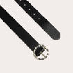 Ceinture boucle ronde emboss&eacute;e noir femme