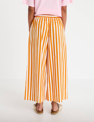 Pantalon jupe-culotte orange fluo femme
