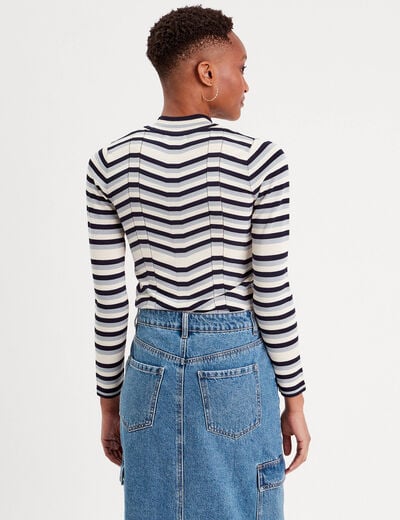Pull col montant blanc femme