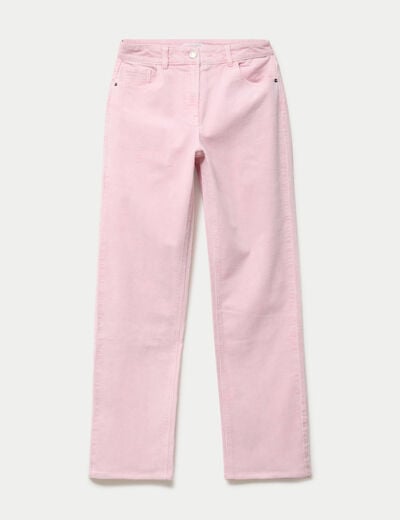 Pantalon droit en velours rose clair femme