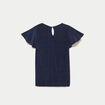 Blouse col v manches courtes dentelle bleu marine femme