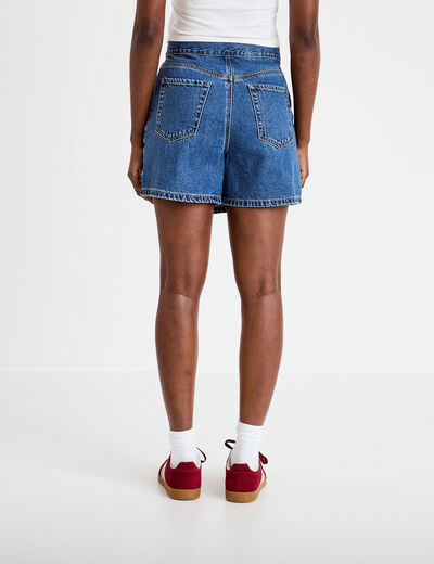 Jupe-short droite en jean denim stone femme