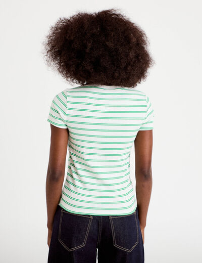 T-shirt c&ocirc;tel&eacute; ajust&eacute; vert femme