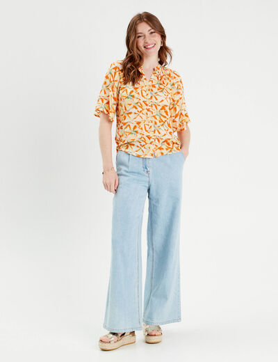 Blouse manches 3/4 blanc femme