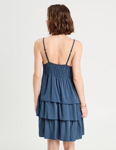 Robe évasée bretelles bleu gris femme