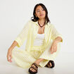 Blouse ample col tunisien manches 3/4 jaune femme