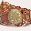 Ceinture large oeillets marron femme