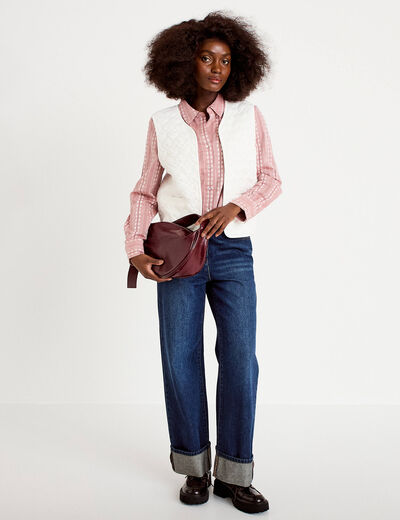 Gilet matelass&eacute; sans manches ecru femme