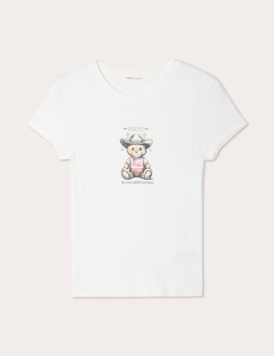 T-shirt manches courtes ecru femme