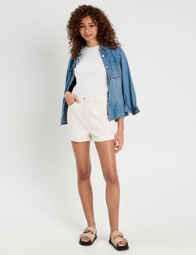 Short straight blanc femme