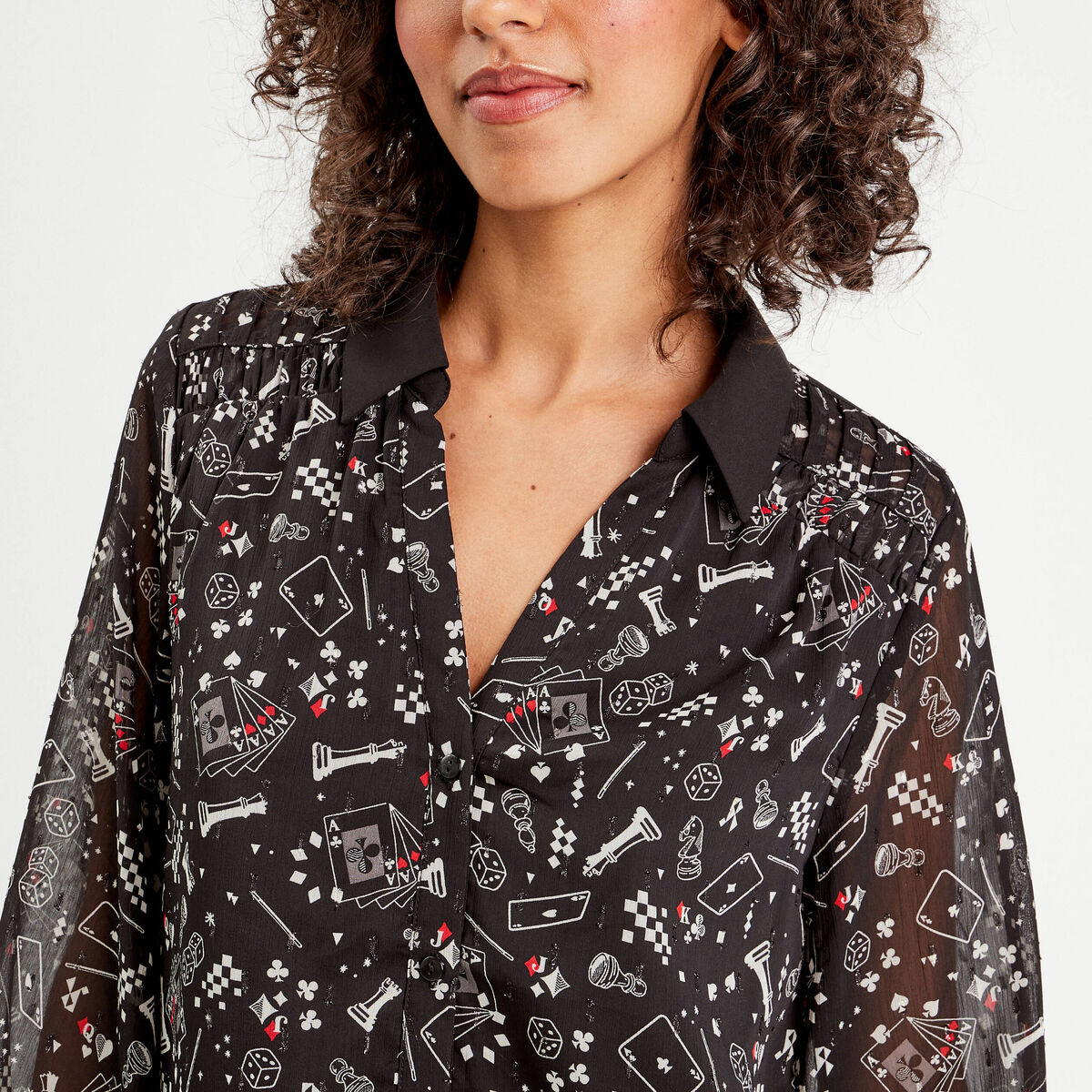 Chemise manches longues noir femme