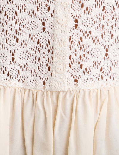Blouse sans manches dentelle ecru femme