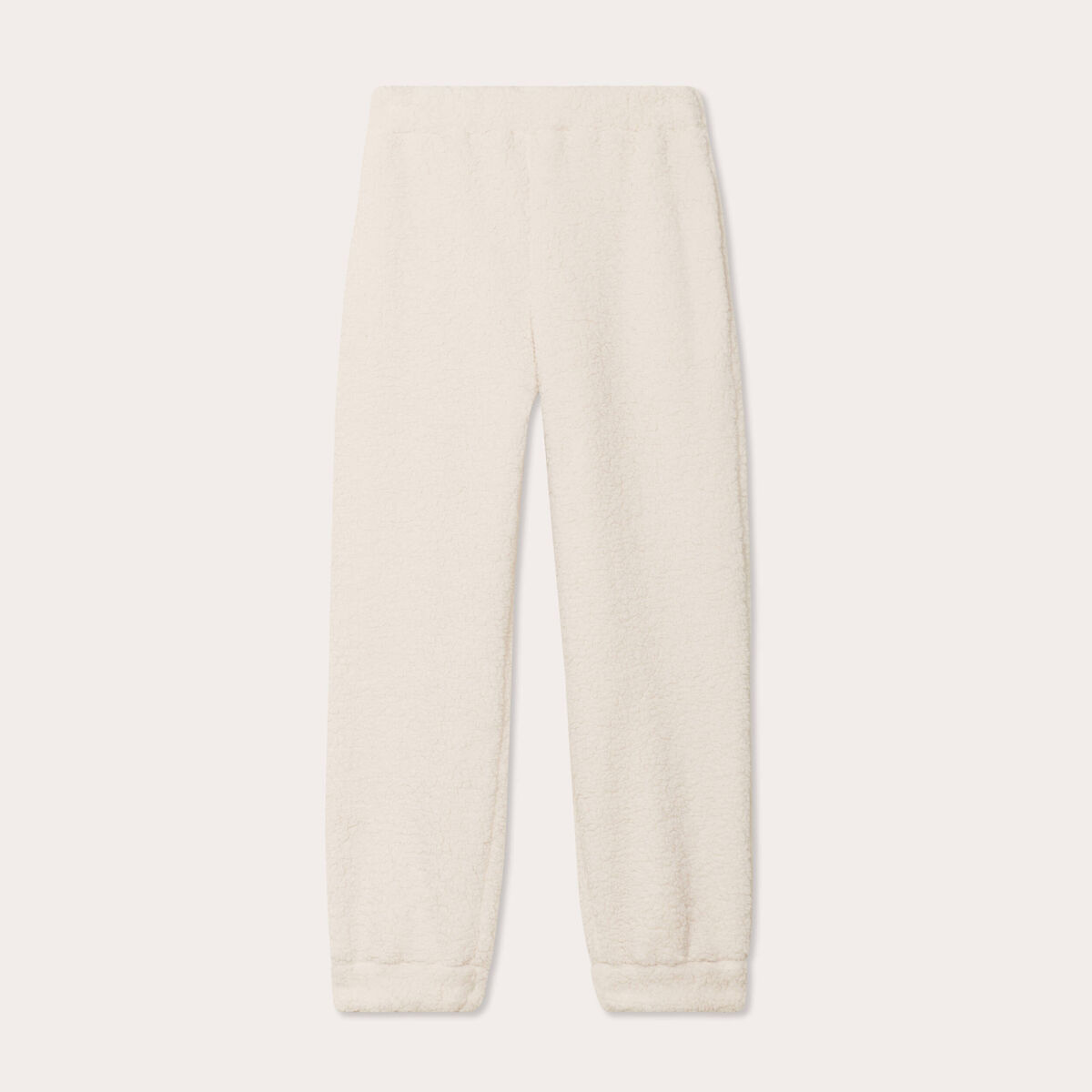 Pantalon effet polaire ecru femme