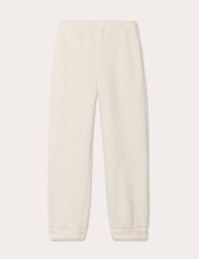 Pantalon effet polaire ecru femme
