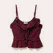 Débardeur cropped volants bordeaux femme