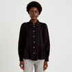 Chemise droite pliss&eacute;e col am&eacute;ricain noir femme
