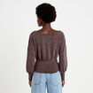 Pull col bateau manches longues marron fonc&eacute; femme