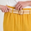 Pantalon large ceinturé contenant du lin jaune citron femme