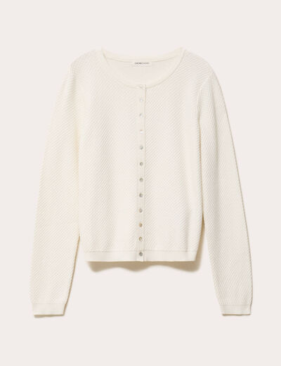 Gilet ajour&eacute; manches longues ecru femme