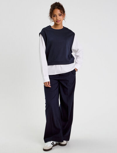 Sweat manches longues bleu marine femme