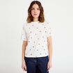 T-shirt &agrave; motif manches courtes blanc femme