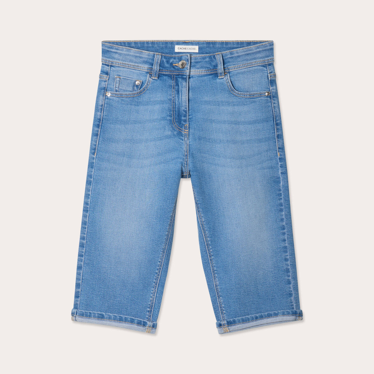 Bermuda skinny en jean denim double stone femme