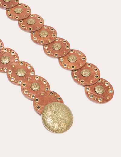 Ceinture large oeillets marron femme