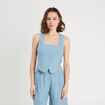 Veston sans manches bleu gris femme