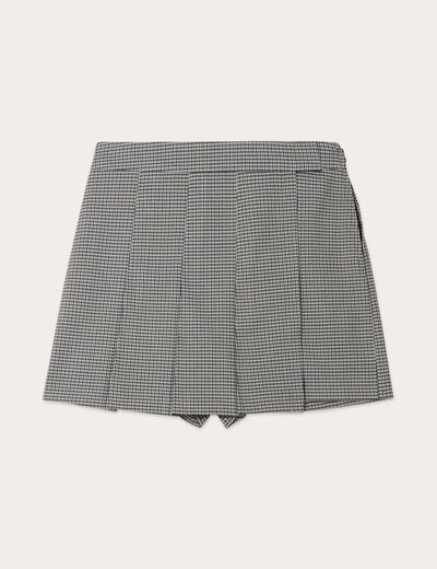 Jupe-short évasée plissée blanc femme