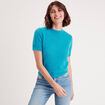 Pull manches courtes bleu femme