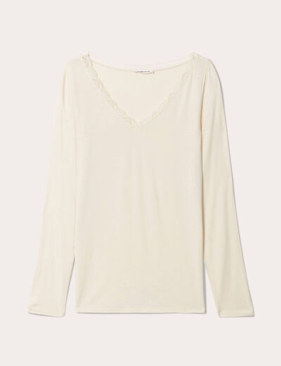 T-shirt manches longues ecru femme