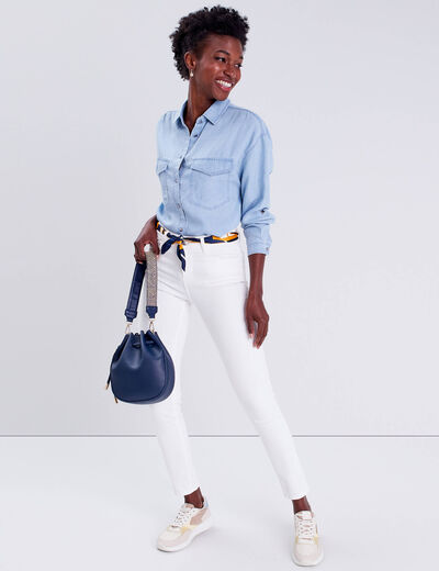 Jeans slim 5 poches blanc femme