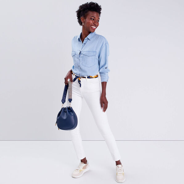 Jeans slim 5 poches blanc femme