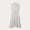Robe chemise midi contenant du lin vert femme