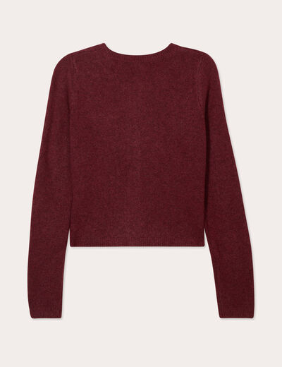 Gilet boutonné manches longues rouge foncé femme