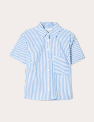 Chemise manches courtes bleu femme