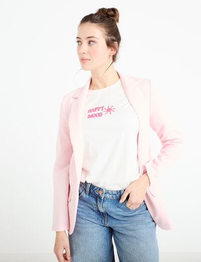 Veste blazer cintr&eacute;e rose clair femme