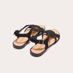 Sandales plates macramé noir femme