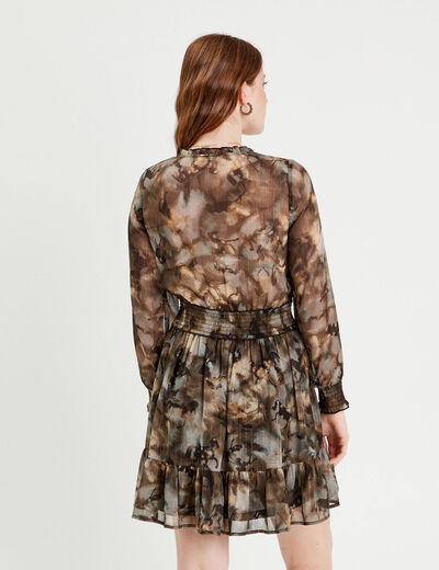 Robe patineuse smockée gris femme