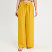 Pantalon large fluide jaune citron femme