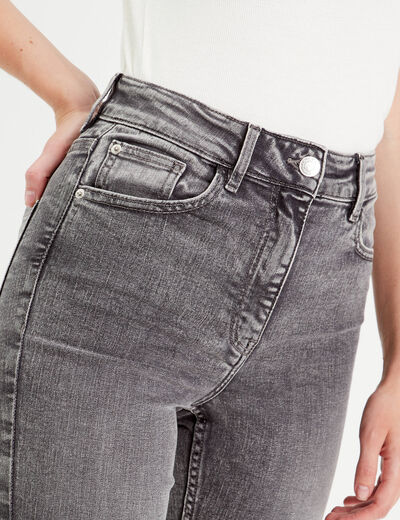Jeans skinny taille haute denim gris femme