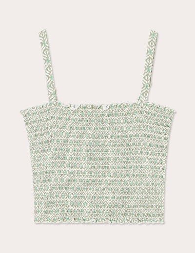 Bandeau smocké cropped vert femme