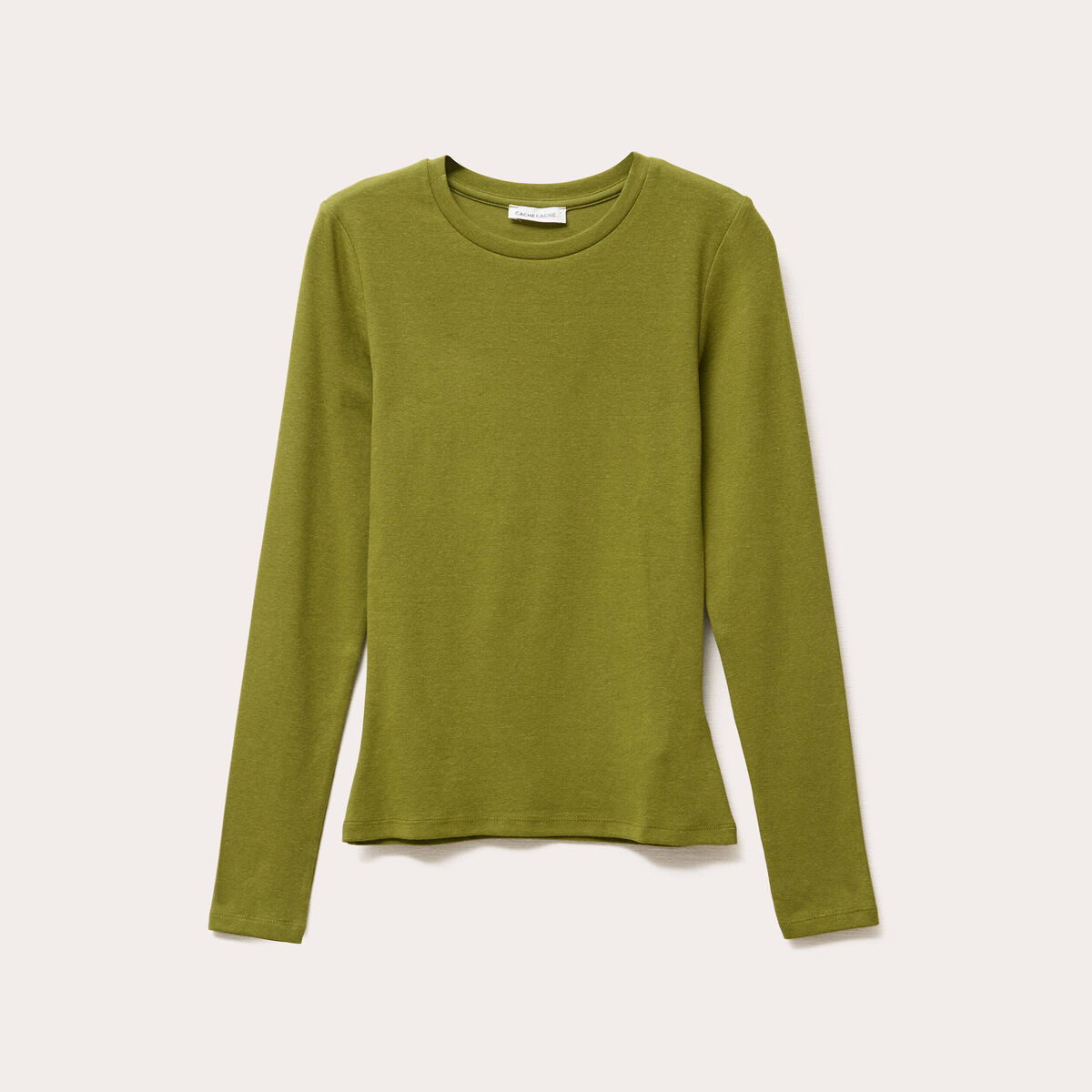 T-shirt manches longues cintré vert foncé femme